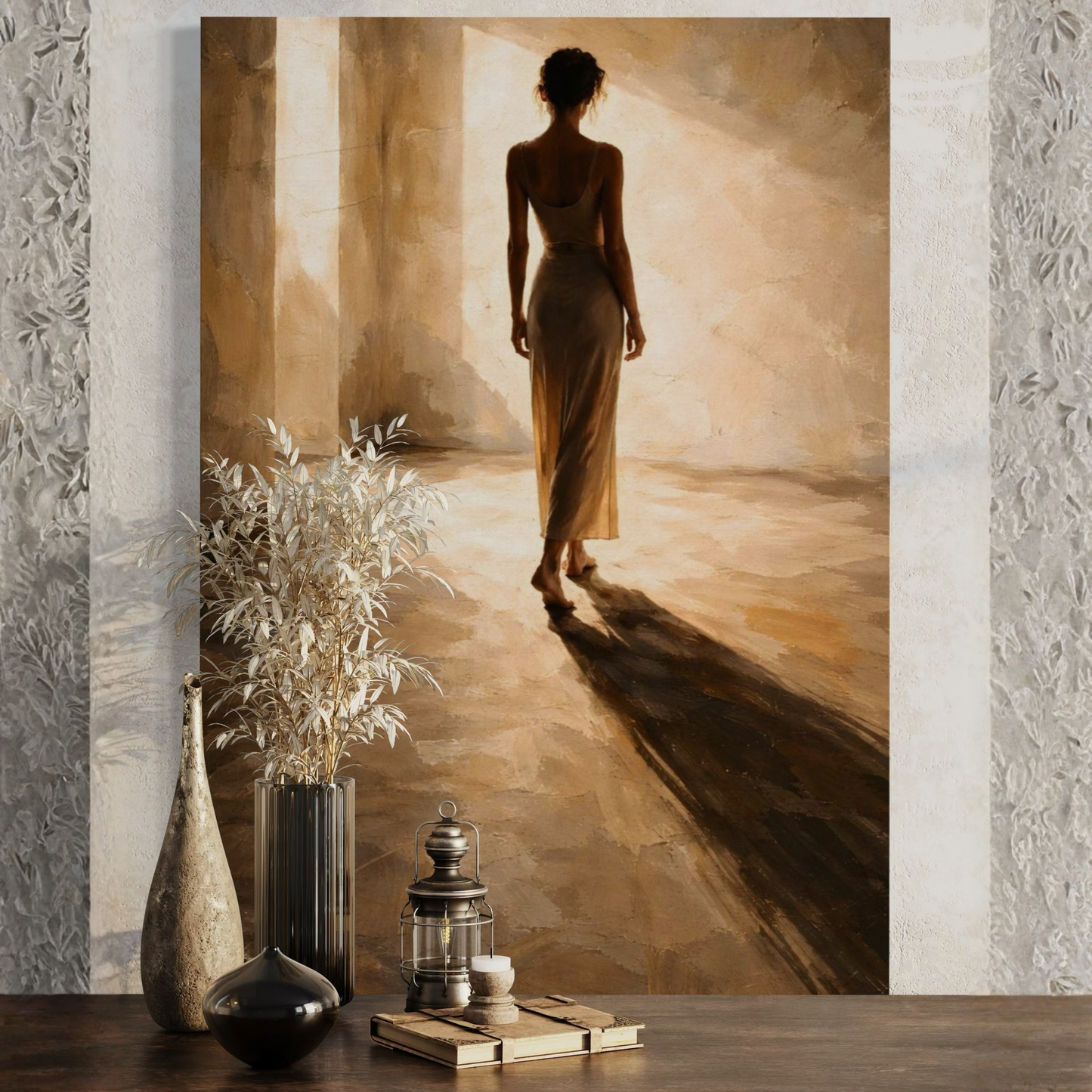 LunarHeartCo LIGHT STUDY II canvas art featuring abstract passage of light design on a textured surface.