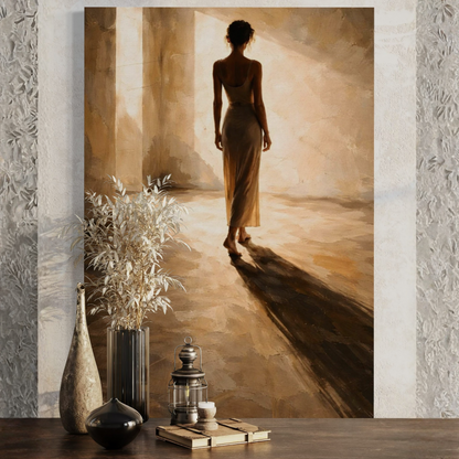 LunarHeartCo LIGHT STUDY II canvas art featuring abstract passage of light design on a textured surface.