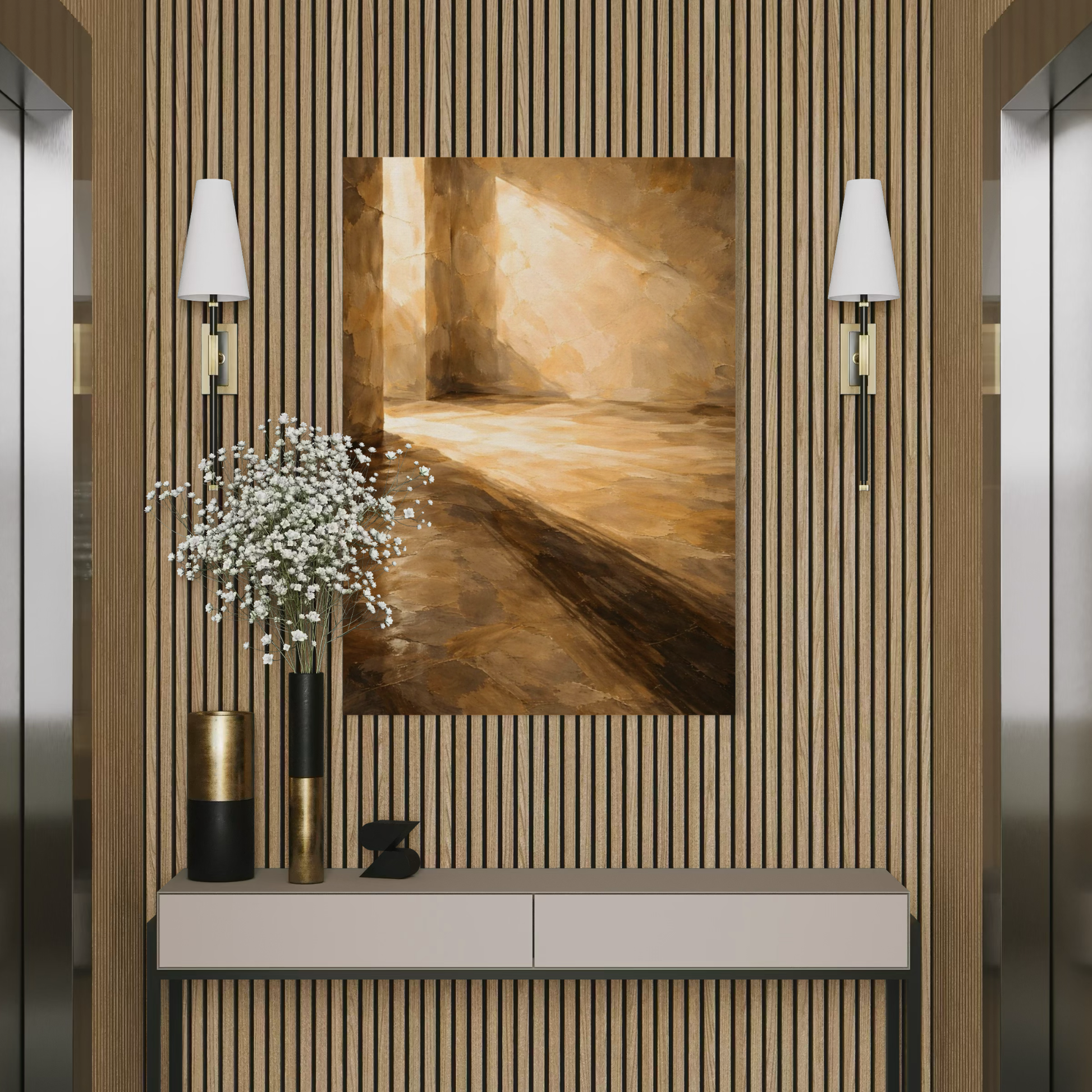 Residual Light canvas art by LunarHeartCo featuring abstract, soft-toned residual light design on textured canvas.