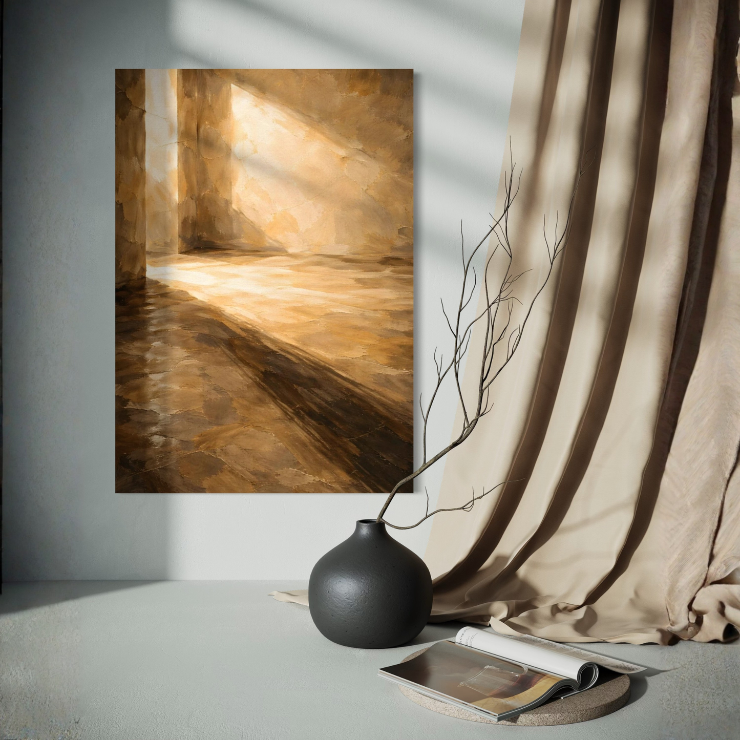 Residual light canvas art by LunarHeartCo, abstract design with soft glowing tones on a textured surface.