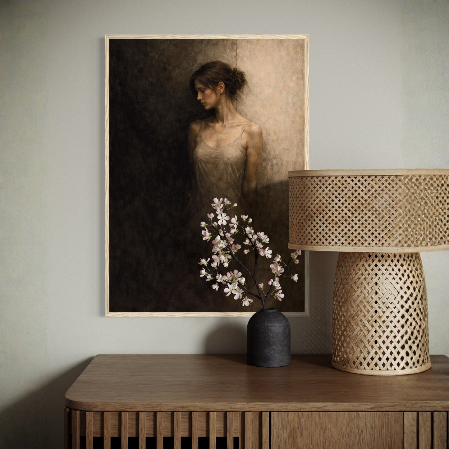 Framed art print "WITHIN I — Division" by LunarHeartCo featuring abstract geometric design in a sleek black frame.