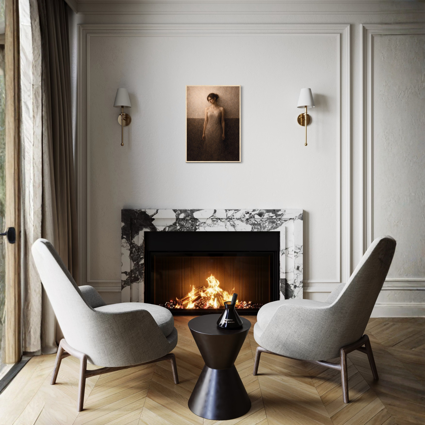 Framed art print titled WITHIN II — Descent by LunarHeartCo, featuring a detailed, artistic depiction with a sleek black frame.