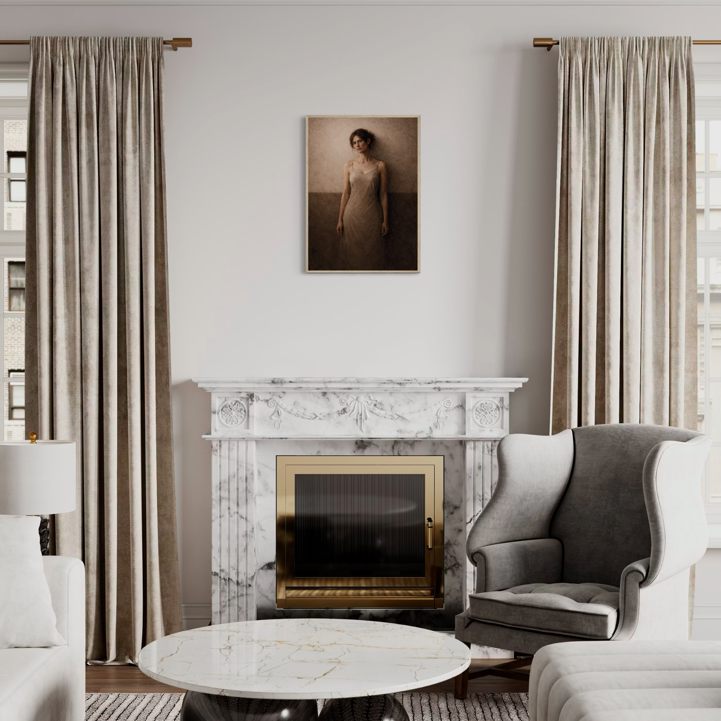 LunarHeartCo WITHIN III — Presence framed art print featuring abstract, calming design in a sleek black frame.