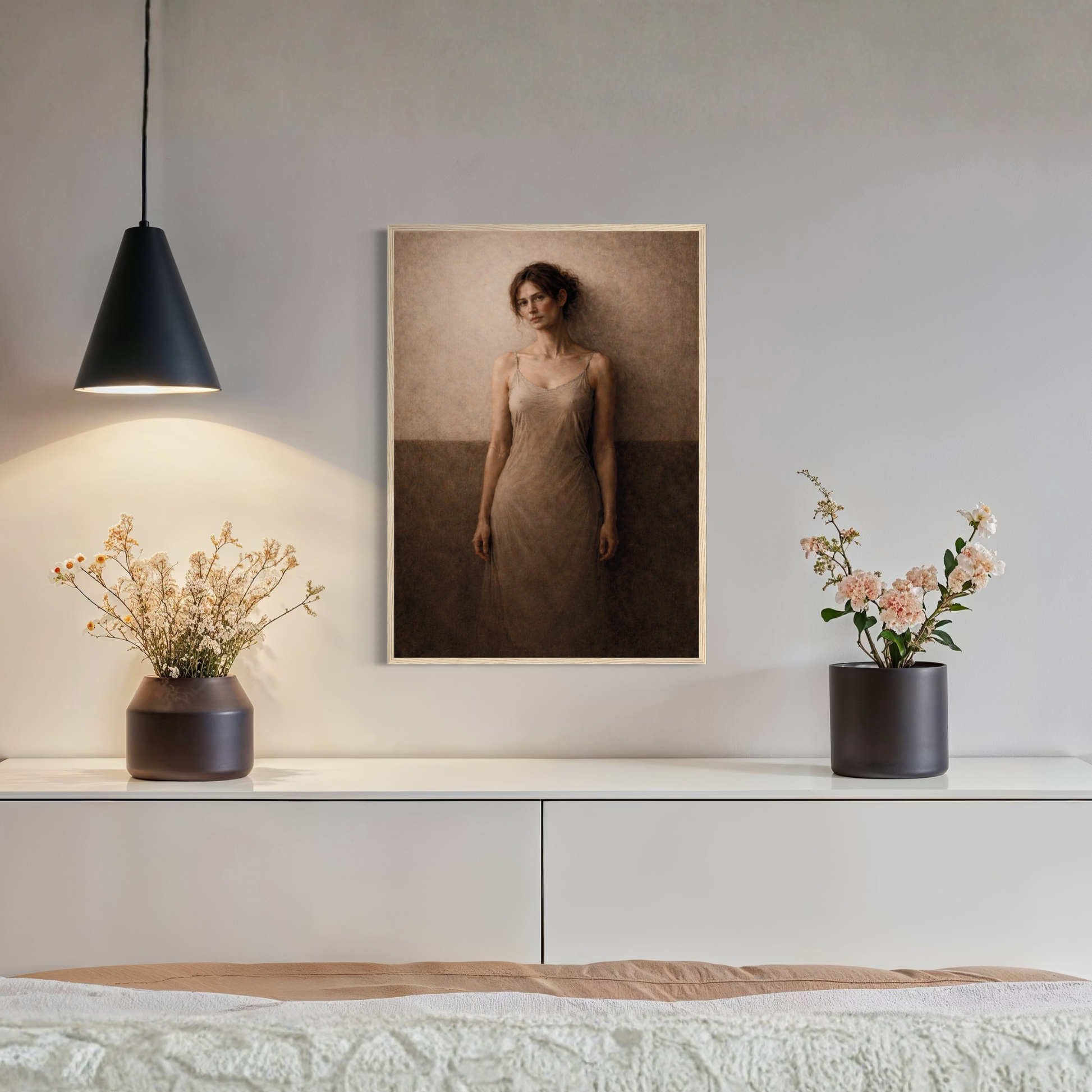 Framed art print titled WITHIN III — Presence by LunarHeartCo featuring abstract, colorful designs on a white background.