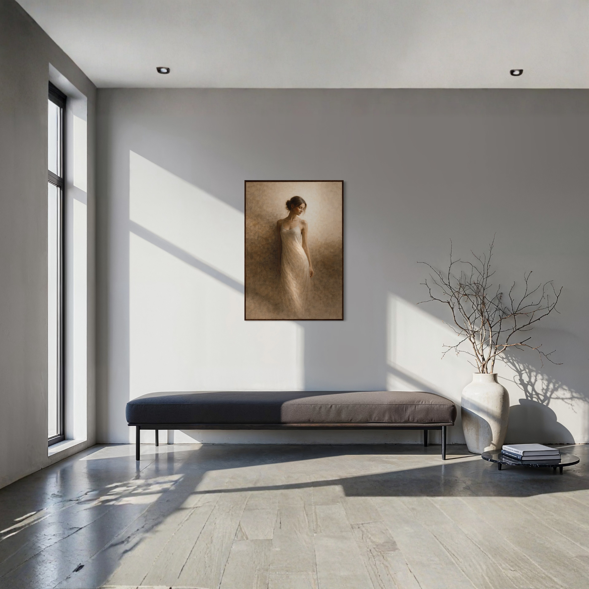Framed art print titled "Threshold II — Passage" by LunarHeartCo, featuring abstract design in a sleek black frame.