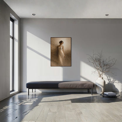 Framed art print titled "Threshold II — Passage" by LunarHeartCo, featuring abstract design in a sleek black frame.