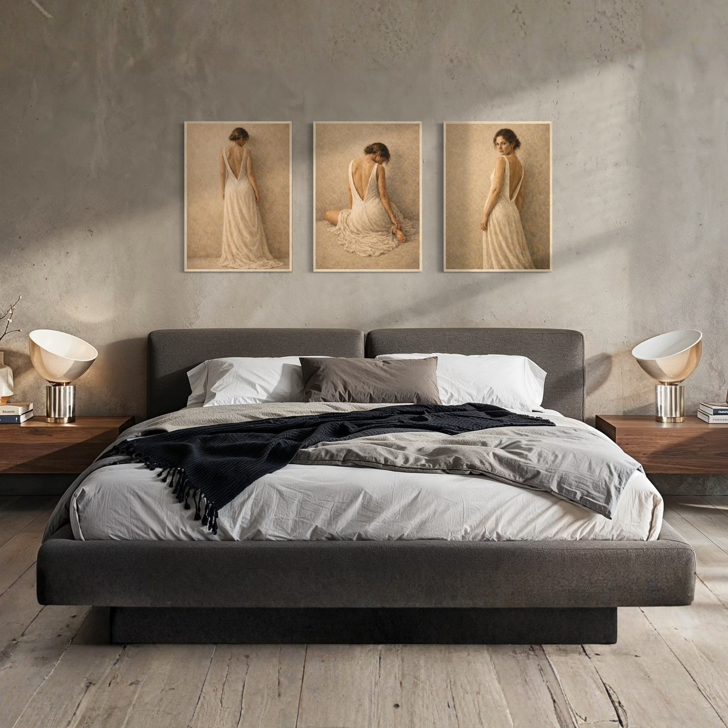 Framed art print titled "Stillness, Held" from LunarHeartCo's complete 3-piece series, featuring tranquil, abstract imagery in a modern frame.