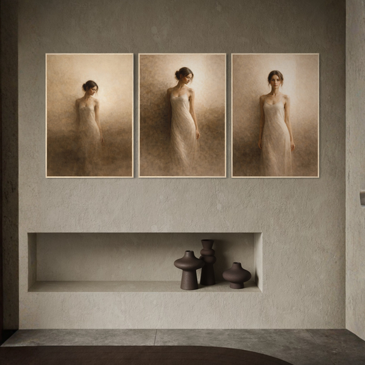 LunarHeartCo framed art from the Threshold Complete Three-Piece Series, featuring abstract designs on white backgrounds.