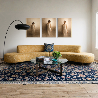 LunarHeartCo framed art set featuring three interconnected abstract pieces from the Threshold series, with vibrant colors and modern design.