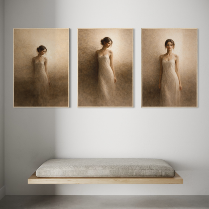 LunarHeartCo framed art from the Threshold three-piece series featuring abstract, colorful designs on white backgrounds.