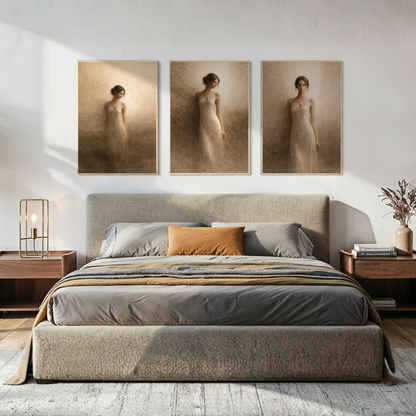 LunarHeartCo framed art from the Threshold Complete Three-Piece Series, featuring abstract designs on white backgrounds.