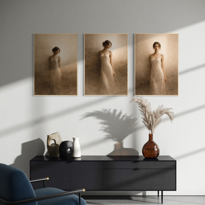LunarHeartCo framed art complete three-piece series featuring celestial-themed designs on white backgrounds.