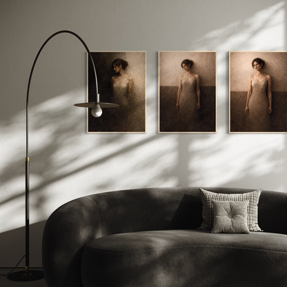 Framed art set featuring three abstract designs from the WITHIN series by LunarHeartCo, displayed in sleek black frames.