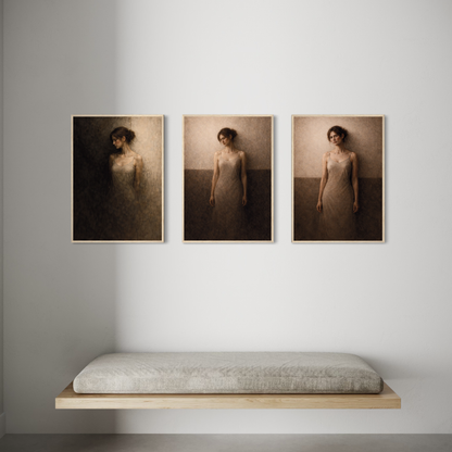 LunarHeartCo WITHIN complete 3-piece framed art series featuring abstract and celestial-inspired designs on white backgrounds.