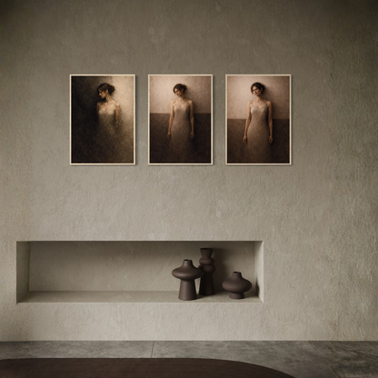 Framed art set from LunarHeartCo's WITHIN series, featuring three visually striking abstract artworks in matching frames.