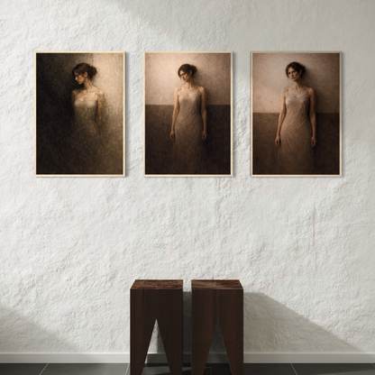 Framed art series "WITHIN" by LunarHeartCo, three-piece set featuring abstract designs in sleek frames, ready to hang.