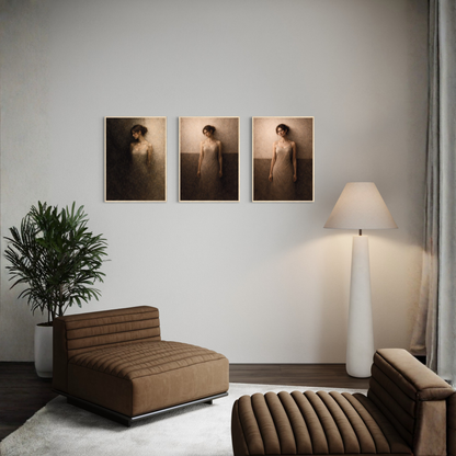 LunarHeartCo WITHIN complete 3-piece framed art series featuring abstract designs on white backgrounds.