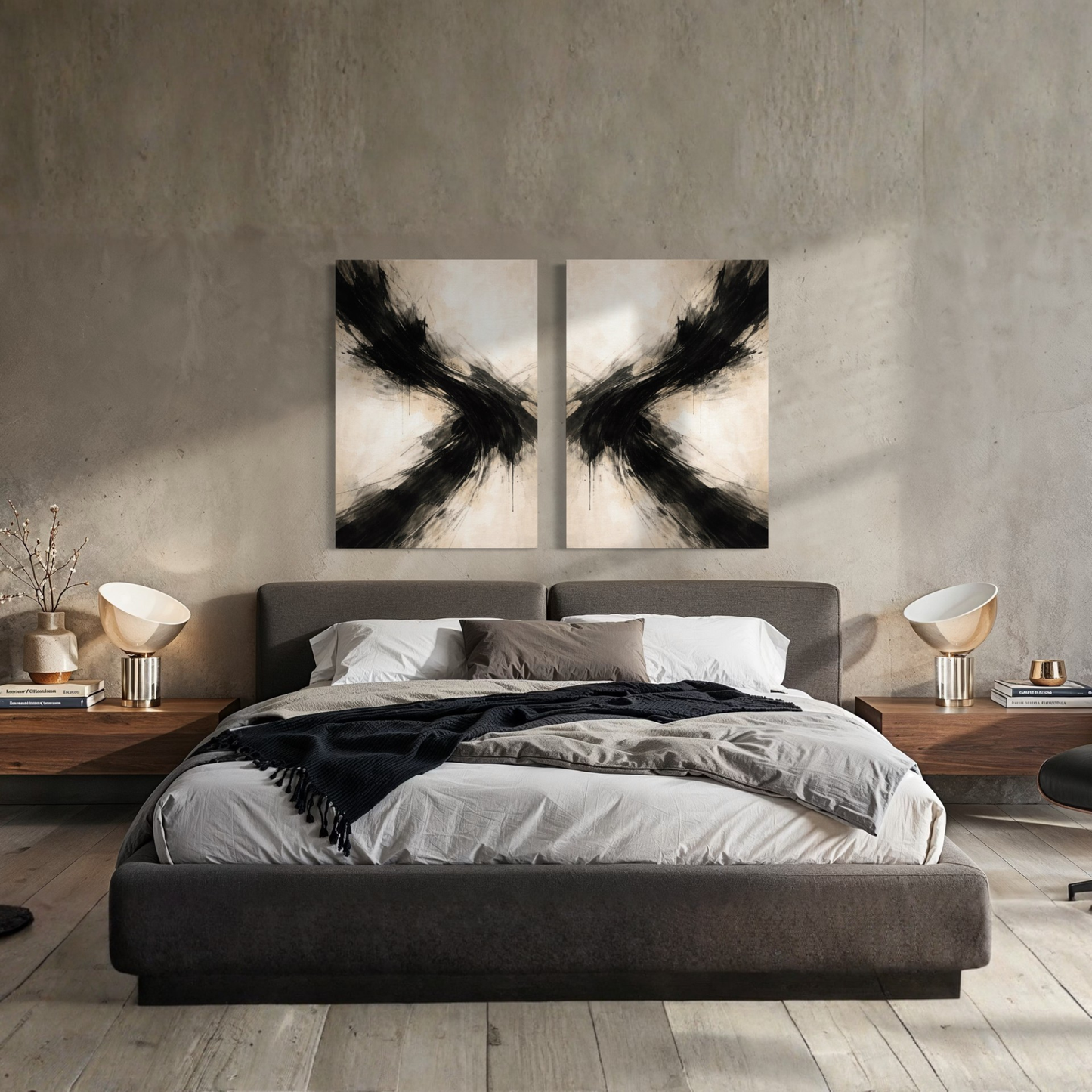 LunarHeartCo AXIS Convergence and Counterforce canvas art set with two abstract, modern design pieces on textured canvas.
