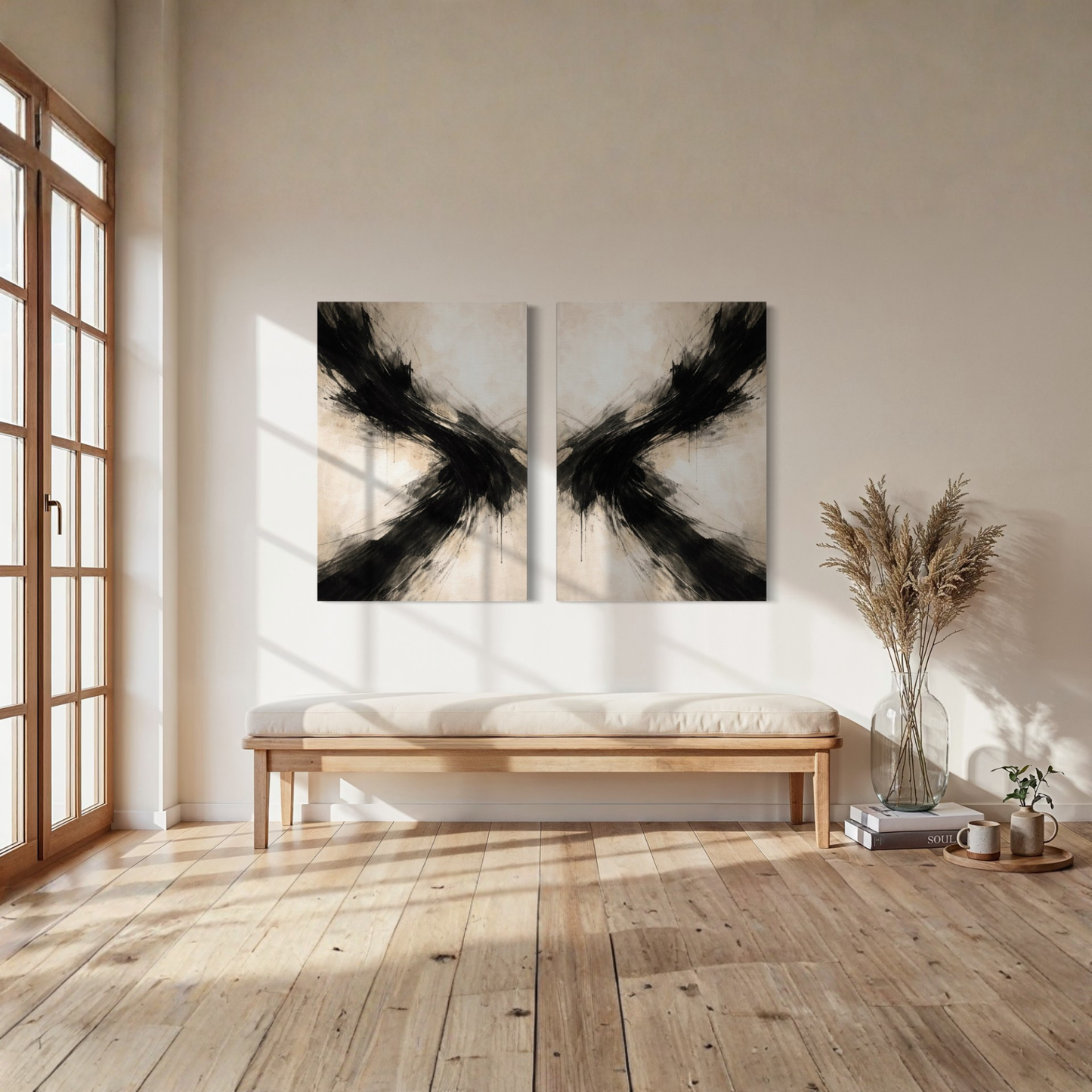 LunarHeartCo AXIS Convergence and Counterforce canvas art set featuring abstract, colorful designs on stretched canvas pairs.