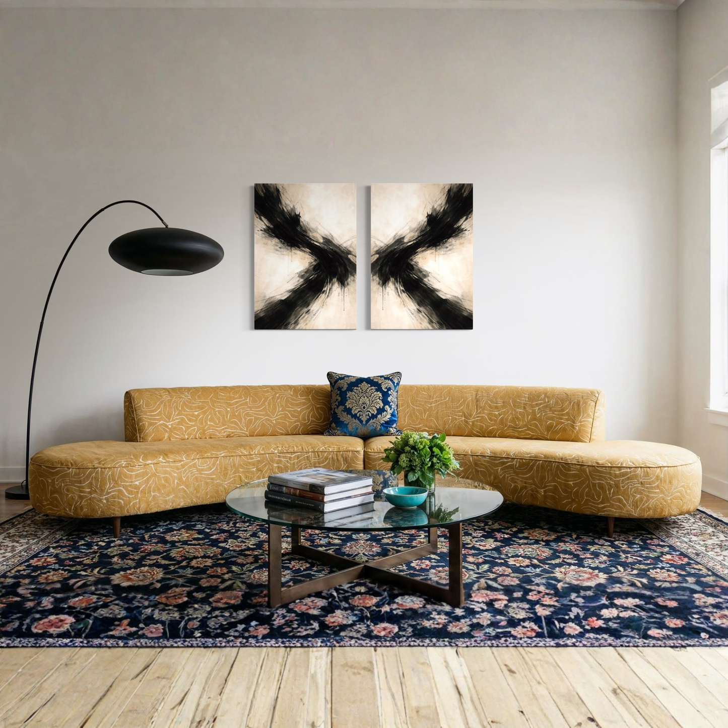 LunarHeartCo AXIS Convergence and Counterforce canvas art set featuring two abstract, modern designs on textured canvas.