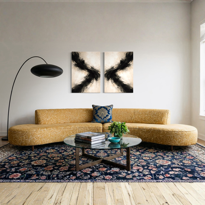 LunarHeartCo AXIS Convergence and Counterforce canvas art set featuring two abstract, modern designs on textured canvas.