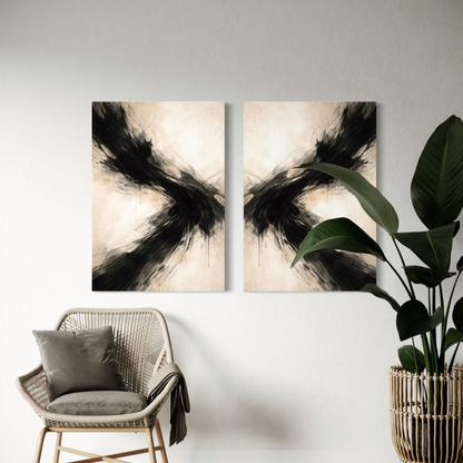 LunarHeartCo AXIS Convergence and Counterforce canvas art set featuring abstract designs on textured canvas panels.