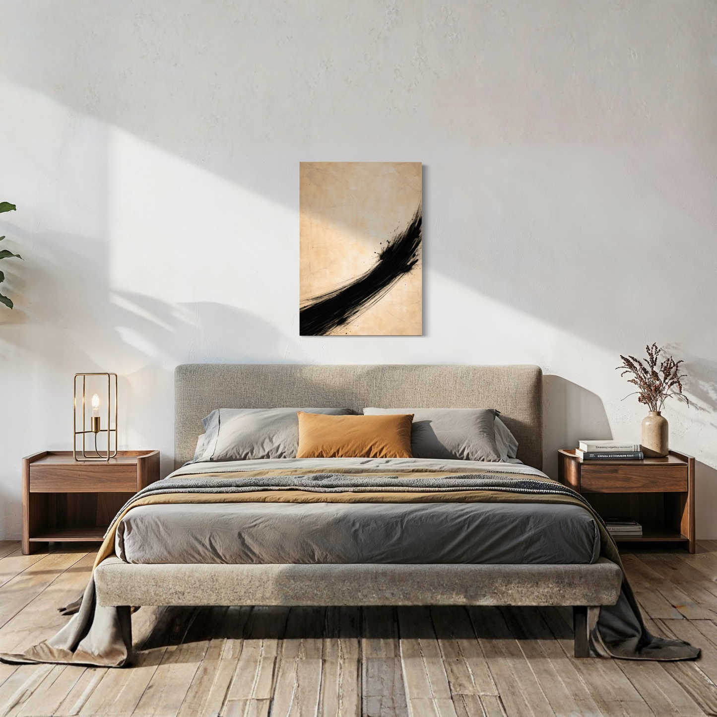 LunarHeartCo VECTOR I Rise canvas art print featuring abstract design in shades of blue and beige on textured canvas.