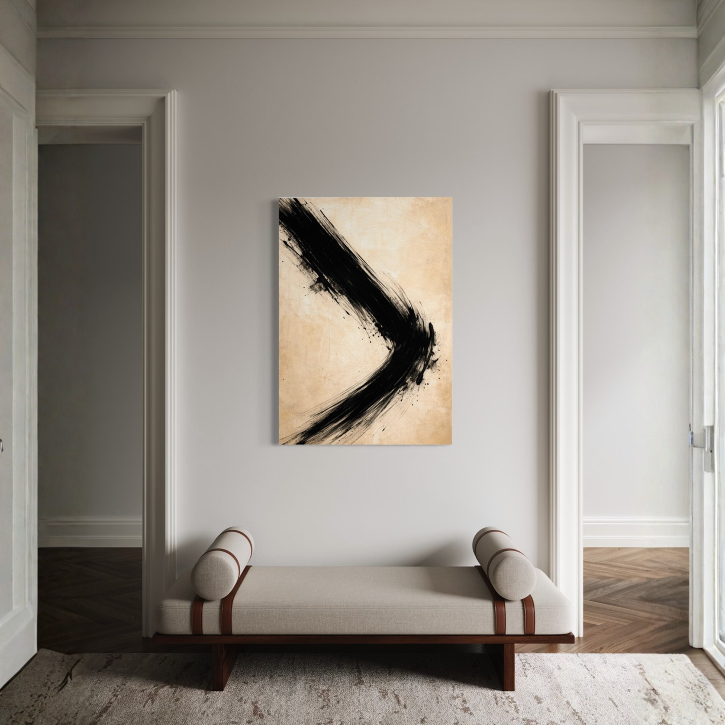 LunarHeartCo VECTOR II shift canvas art featuring abstract design in shades of blue and gray on textured canvas.