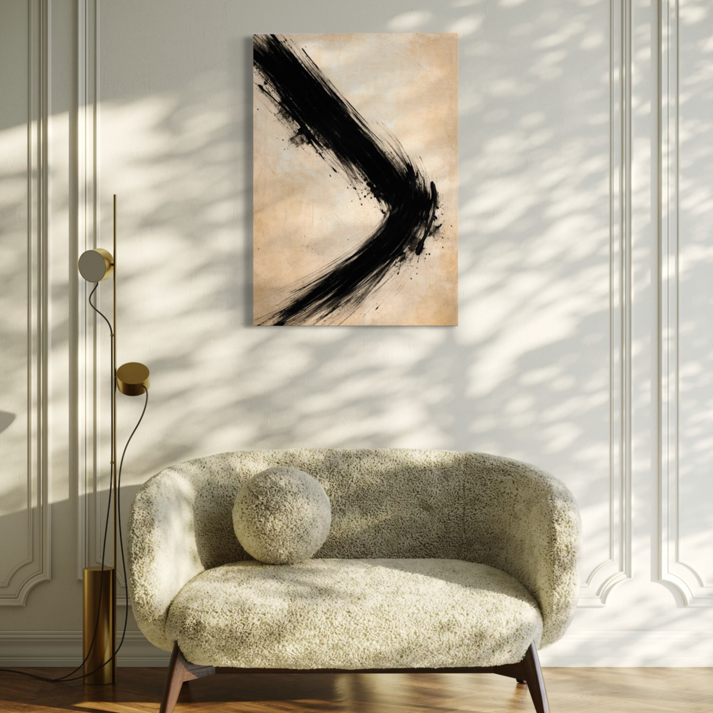 LunarHeartCo VECTOR II shift canvas art featuring abstract design in shades of blue and gray, ready for wall display.