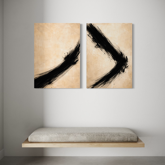 LunarHeartCo VECTOR Rise and Shift canvas art set featuring two modern abstract designs in vibrant colors.