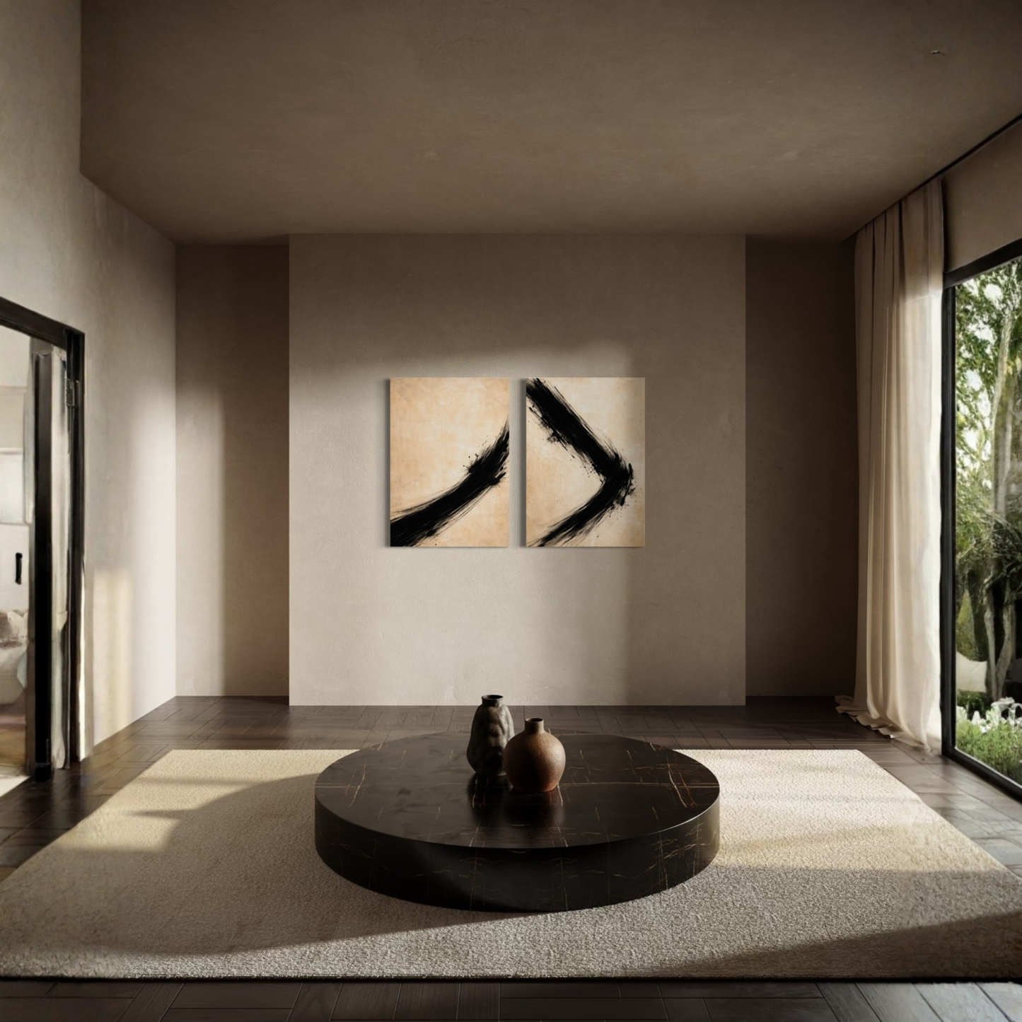 LunarHeartCo VECTOR Rise and Shift canvas art set featuring two modern abstract designs on textured canvas.