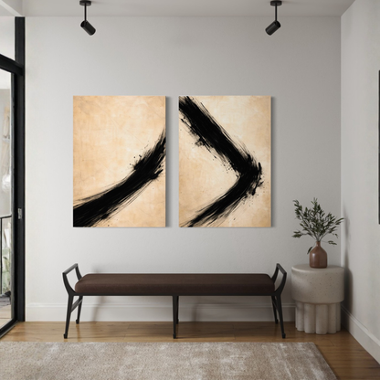 LunarHeartCo VECTOR Rise and Shift canvas art set featuring two modern, abstract designs on high-quality canvas.