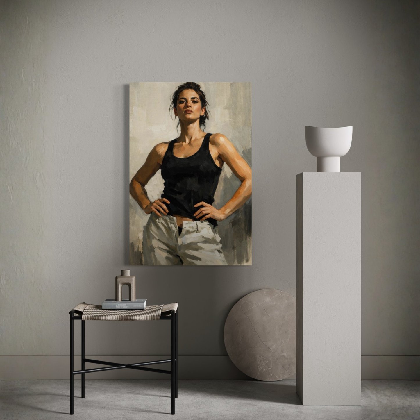 LunarHeartCo Figure Study I grounded canvas art featuring a detailed, artistic figure study in neutral tones.