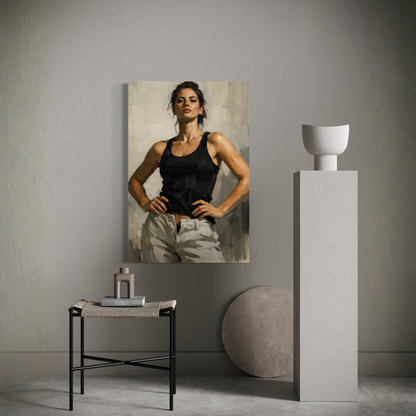 LunarHeartCo Figure Study I grounded canvas art featuring a detailed, artistic figure study in neutral tones.