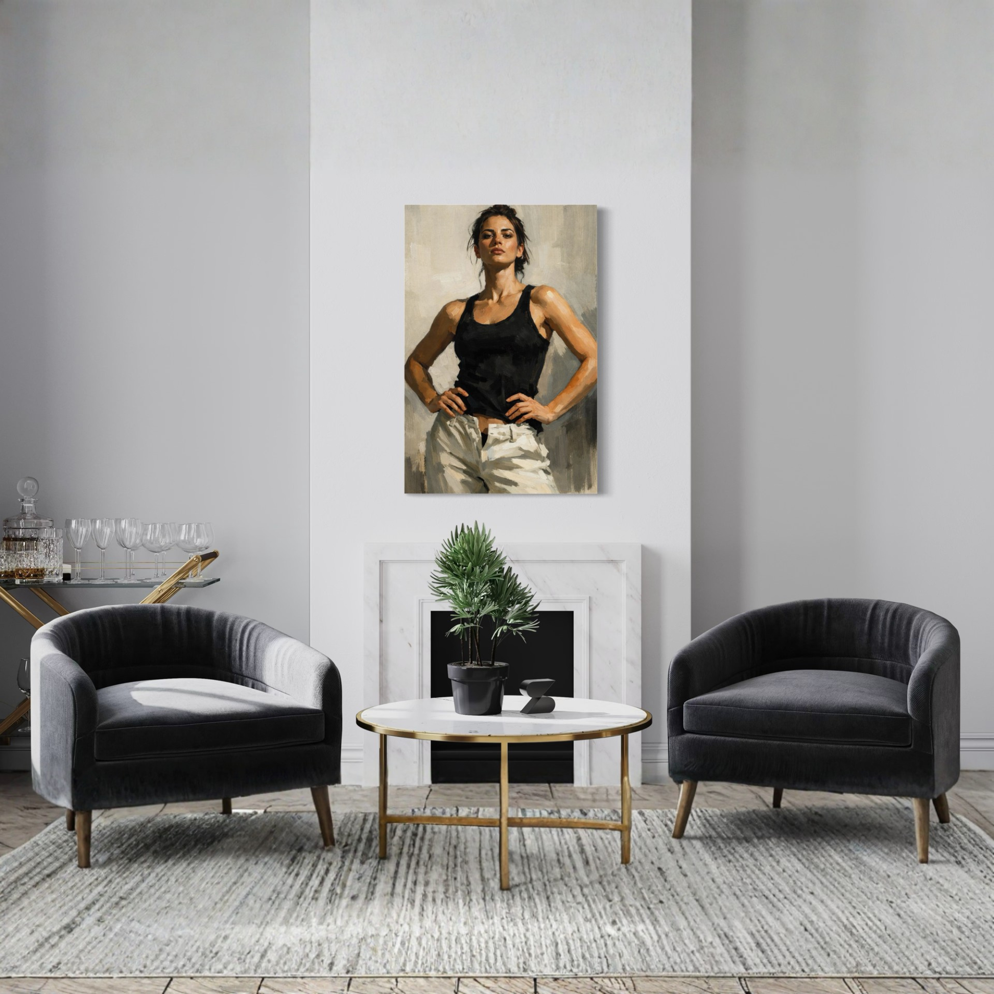 LunarHeartCo Figure Study I ground-themed canvas art, showcasing a detailed, artistic figure study on textured canvas.