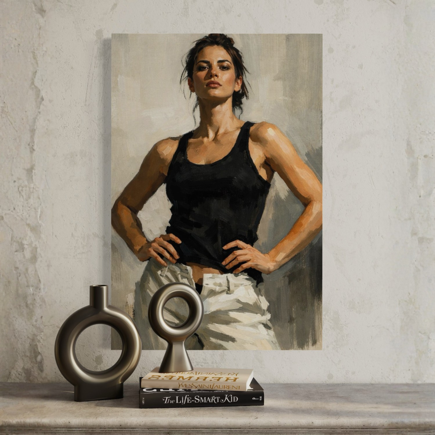 LunarHeartCo Figure Study I grounded canvas art featuring a minimalist figure drawing on textured canvas.