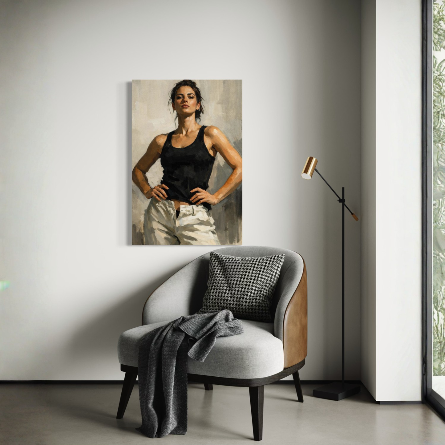 LunarHeartCo figure study I canvas art featuring a grounded abstract figure on a textured canvas background.
