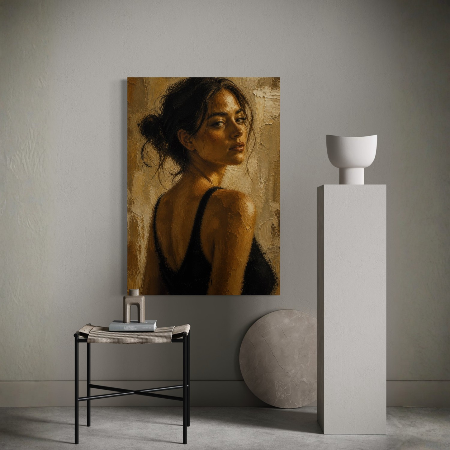 LunarHeartCo Figure Study III canvas art showing a detailed figure study on a textured canvas.