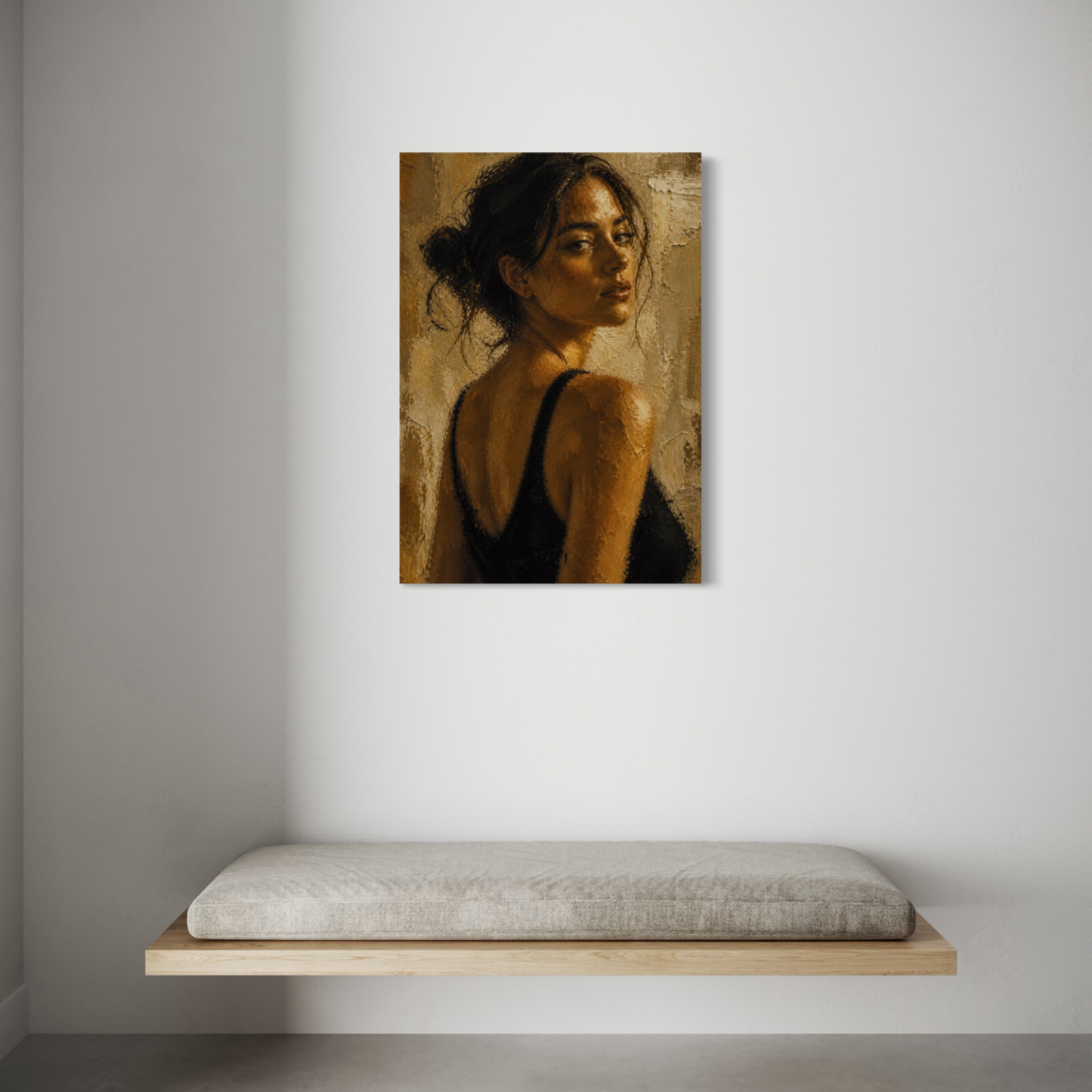 LunarHeartCo Figure Study III Control canvas art featuring a detailed abstract design on a textured canvas.