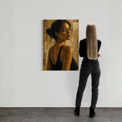 LunarHeartCo Figure Study III control canvas art featuring a detailed sketch of a human figure on textured canvas.