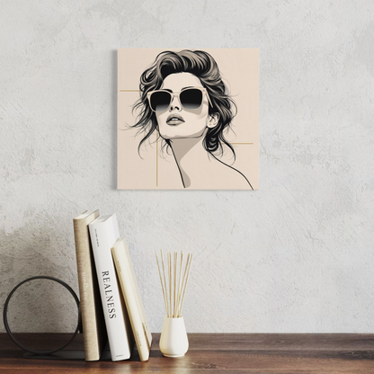 LunarHeartCo LINE STUDY P3 portrait canvas wall art, 16x16 inches, featuring abstract line art on a neutral background.