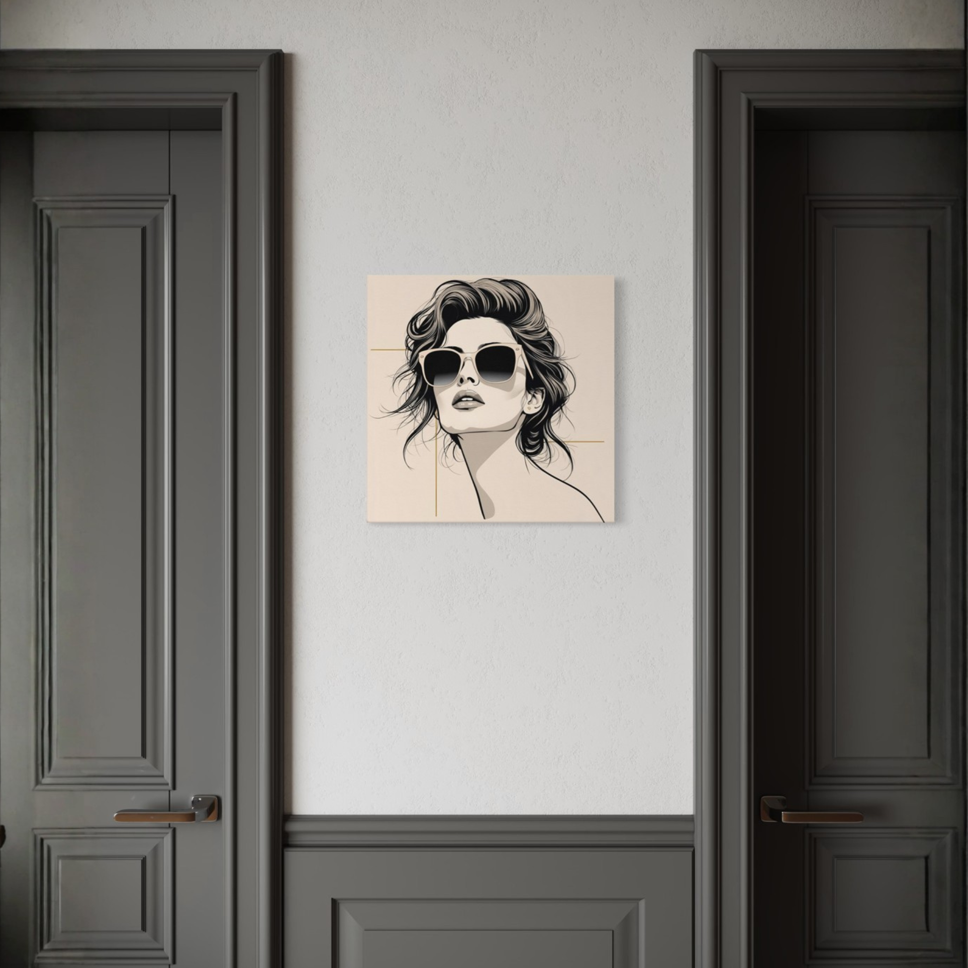 LunarHeartCo LINE STUDY P3 portrait canvas wall art, 16x16 inches, featuring abstract line artwork on a white background.