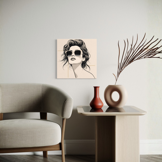 LunarHeartCo LINE STUDY P3 portrait canvas wall art, 16x16 inches, featuring minimalist line drawing on textured surface