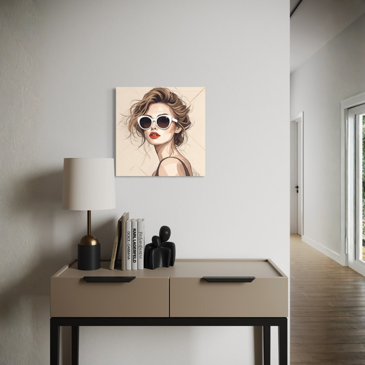 LunarHeartCo LINE STUDY P2 portrait canvas wall art in 16x16 inches, featuring abstract line design on a neutral background.
