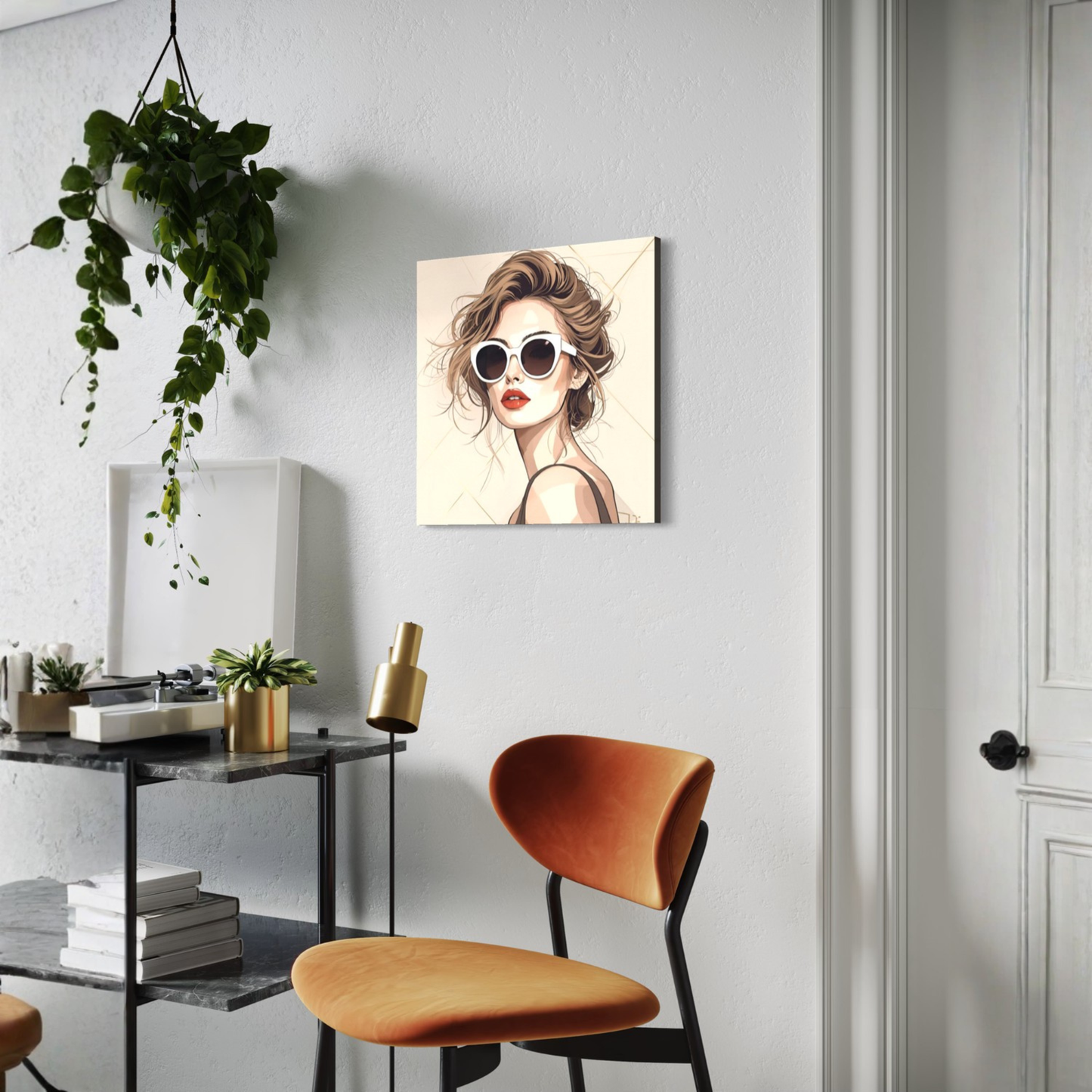LunarHeartCo LINE STUDY P2 portrait canvas wall art, 16x16 inches, featuring abstract line art on a neutral background.