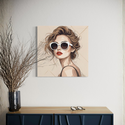 LunarHeartCo LINE STUDY P2 portrait canvas wall art, 16x16 inches, featuring minimalist black and white line art design.