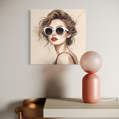 LunarHeartCo LINE STUDY P2 portrait canvas wall art, 16x16 inches, featuring minimalist line drawing on textured canvas.