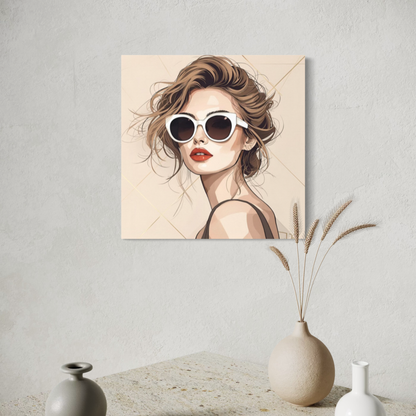 LunarHeartCo LINE STUDY P2 portrait canvas wall art, 16x16 inches, featuring minimalist line art on a neutral background.