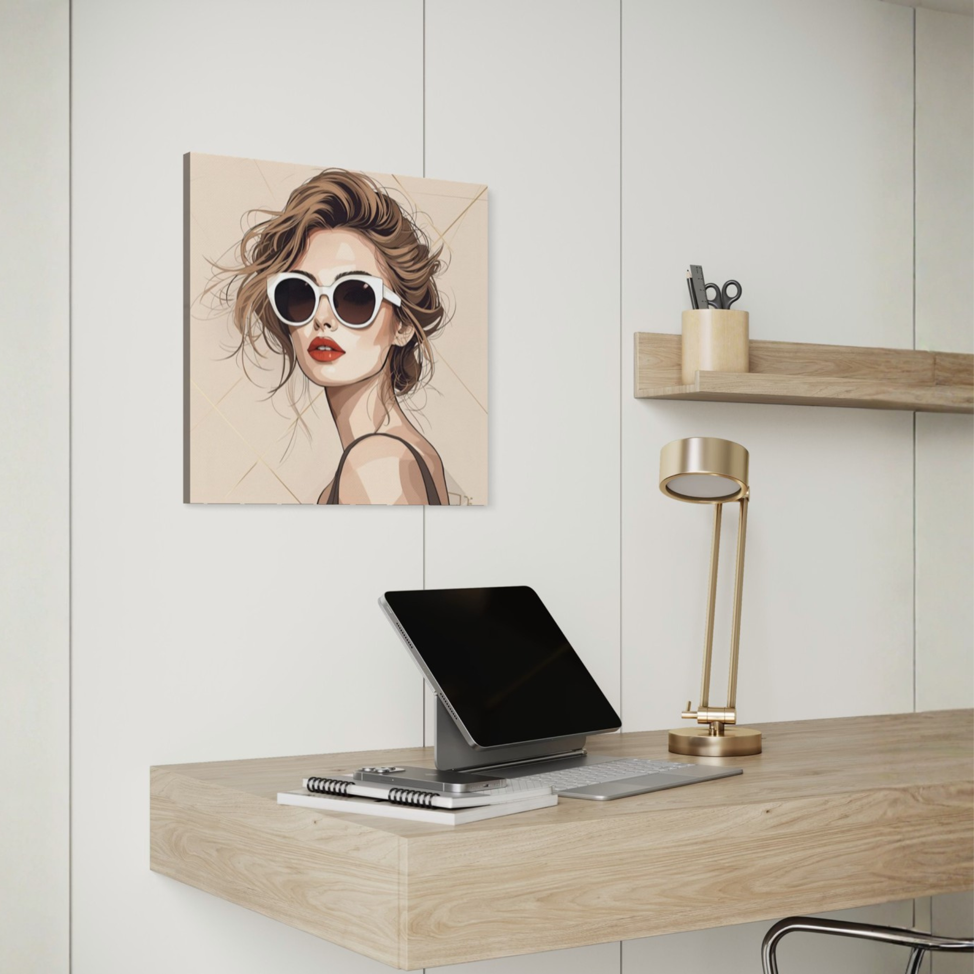 LunarHeartCo LINE STUDY P2 portrait canvas wall art, 16x16 inches, featuring abstract line design for modern home decor.