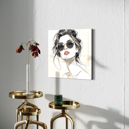 LunarHeartCo Line Study P1 portrait canvas wall art, 16x16 inches, featuring minimalist abstract line drawing on textured background.